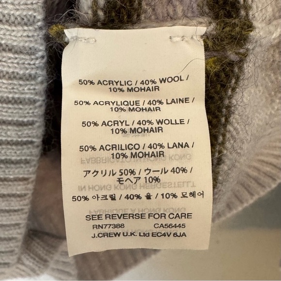 J. Crew Womens Gray Mohair Wool Crew Neck Geometric Nordic Sweater Sz S - Picture 6 of 6